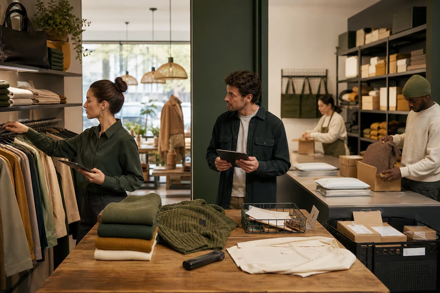 Operations team reconciling store and e-commerce inventory