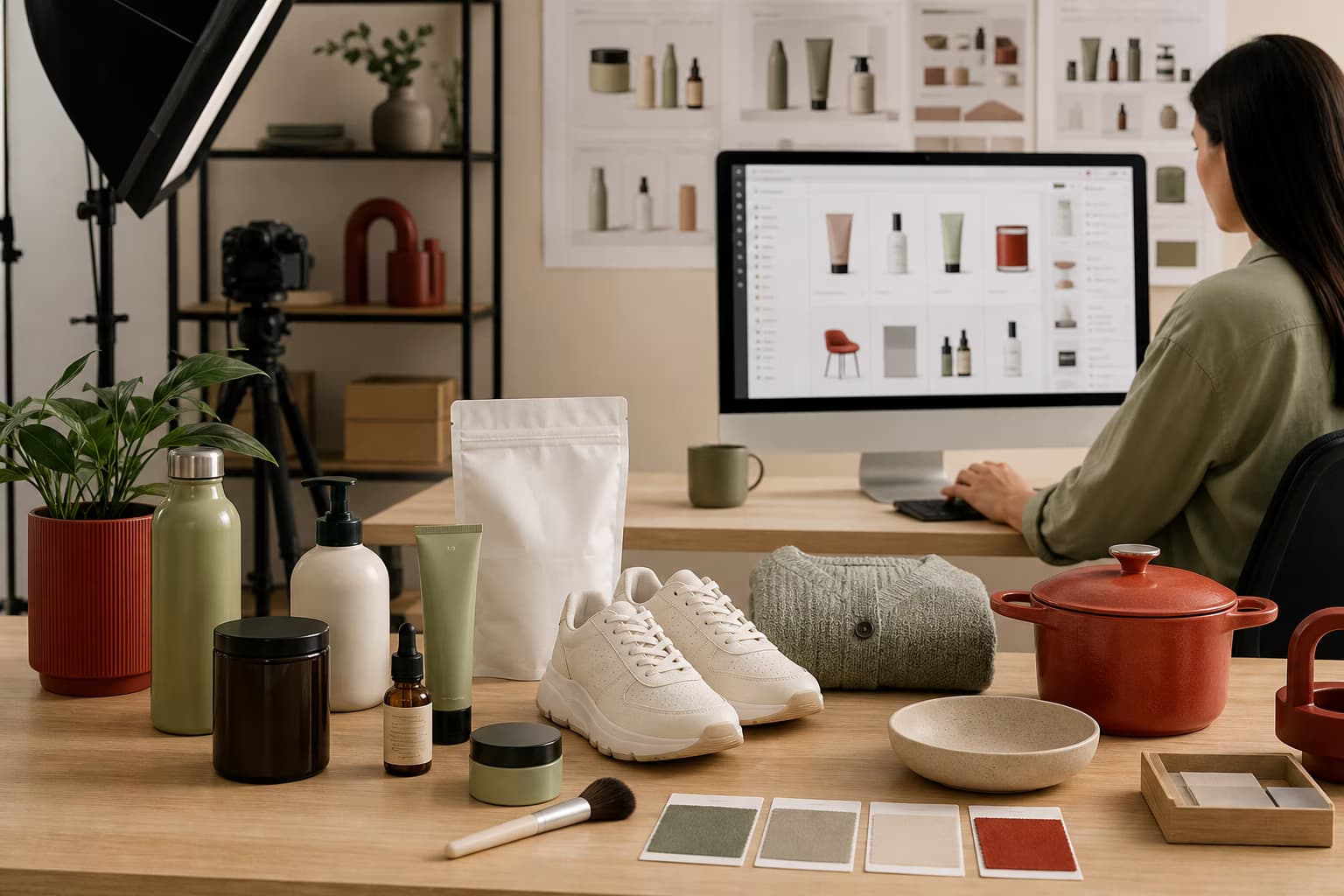 Product data studio preparing product photography and catalogue information together